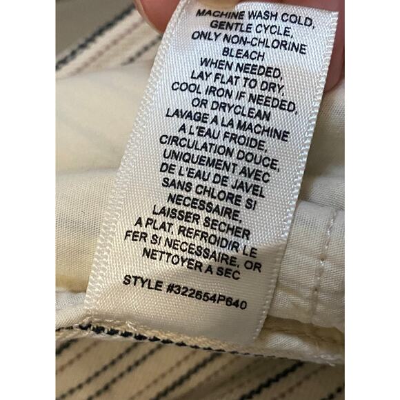 Rebecca Taylor Striped Jeans US 2 Cream Wide Leg Twill Pants Boho Preppy Coastal - Picture 12 of 16